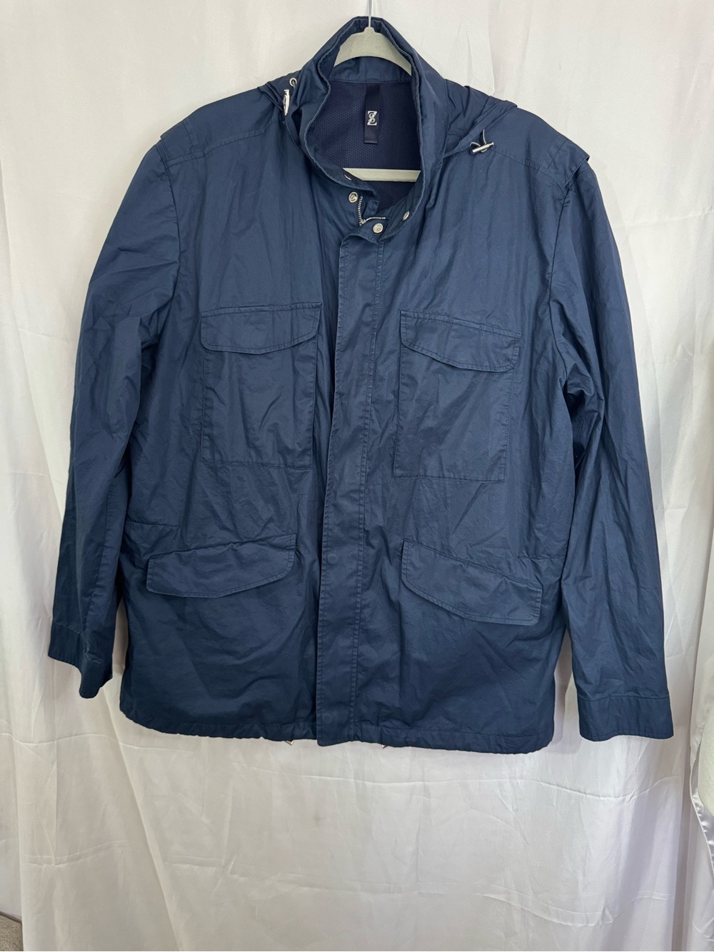 Zegna Sport Men's Hooded Field Jacket in Navy Size XL
